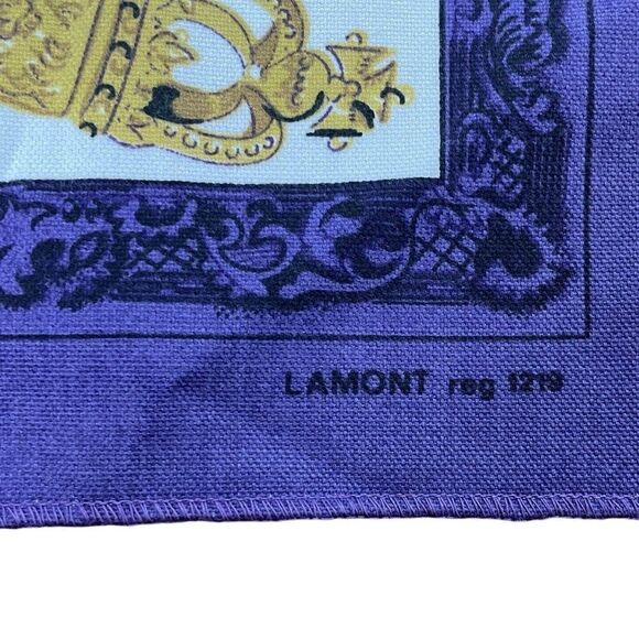 Vintage 1977 Lamont The Queen's Silver Jubilee Purple Cotton Tea Towel 29 x 14 - Picture 4 of 11